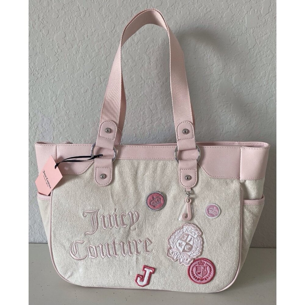 Juicy Couture Juicy Girls Rule‎ Large Tote Bag Pink & Vanilla Crystal W/ J Charm